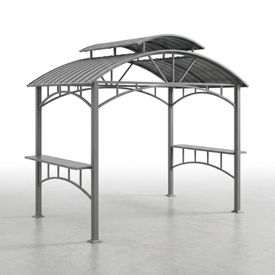 Outdoor BBQ Gazebo Built to Shield Grills, 8x5 Arc Roof, Steel Frame, Double-Layer Ventilation Design