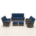 Outdoor Patio Conversation Set Designed for Entertaining, 6 Pieces, Steel Frame, High-Density Cushions