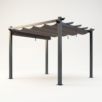 10 Ft. W X 10 Ft. D Aluminum Pergola Outdoor with Dark Gray Retractable Canopy — Studio Shot