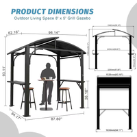 Outdoor BBQ Gazebo Built to Shield Grills, 8x5 Arc Roof, Steel Frame, Double-Layer Ventilation Design