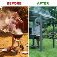 8 Ft. X 5 Ft. Arc Roof Gray Outdoor Grill Fixed Gazebos BBQ Gazebo Grill Tent for Patio Garden Backyard — Before & After