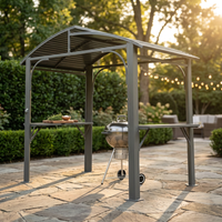 8 Ft. X 5 Ft. Arc Roof Gray Outdoor Grill Fixed Gazebos BBQ Gazebo Grill Tent for Patio Garden Backyard — Studio Shot