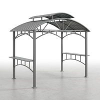 8 Ft. X 5 Ft. Arc Roof Gray Outdoor Grill Fixed Gazebos BBQ Gazebo Grill Tent for Patio Garden Backyard — Studio Shot
