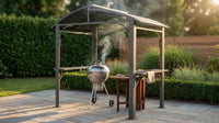 8 Ft. X 5 Ft. Arc Roof Gray Outdoor Grill Fixed Gazebos BBQ Gazebo Grill Tent for Patio Garden Backyard — Lifestyle