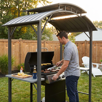 8 Ft. X 5 Ft. Arc Roof Gray Outdoor Grill Fixed Gazebos BBQ Gazebo Grill Tent for Patio Garden Backyard — Lifestyle