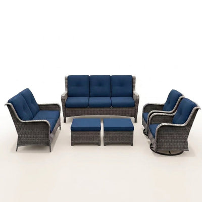 Outdoor Patio Conversation Set Designed for Entertaining, 6 Pieces, Steel Frame, High-Density Cushions