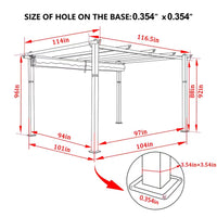 Aluminum Pergola Built for Outdoor Shade, 10x10 Ft Coverage, Retractable Dark Gray Canopy, Modern Frame