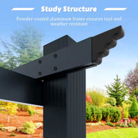 Aluminum Pergola Built for Outdoor Shade, 10x10 Ft Coverage, Retractable Dark Gray Canopy, Modern Frame