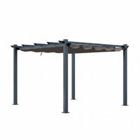 Aluminum Pergola Built for Outdoor Shade, 10x10 Ft Coverage, Retractable Dark Gray Canopy, Modern Frame